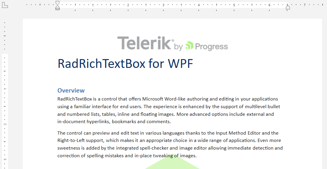 RadRichTextBox with DocumentRuler