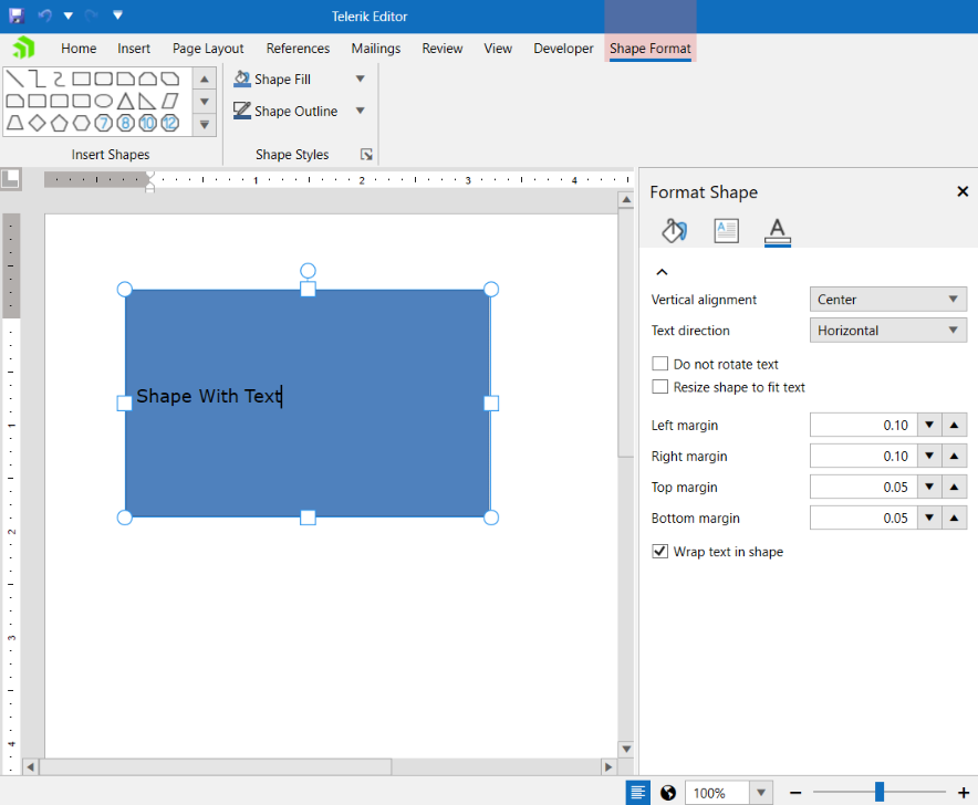 Shape Properties in RadRichTextBox