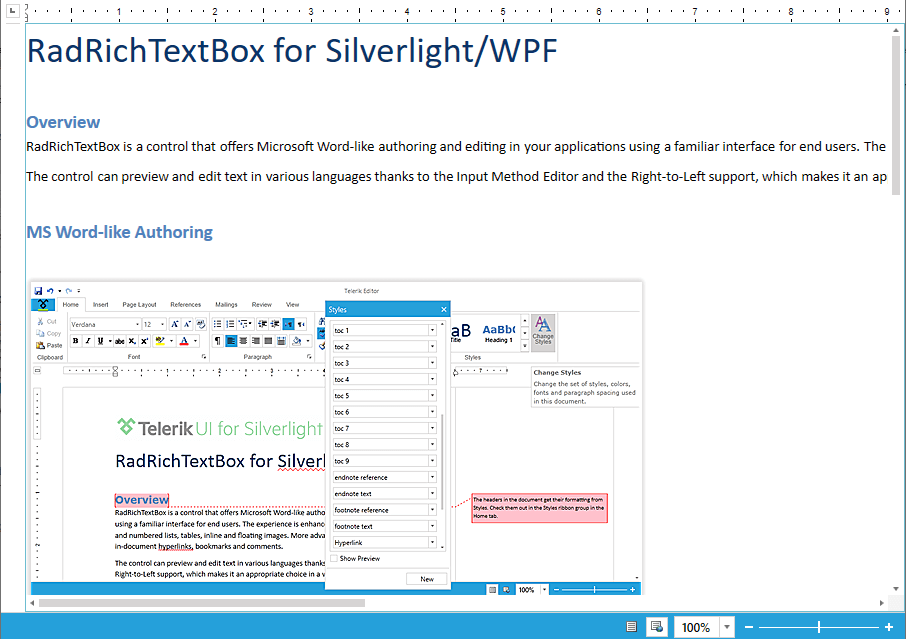 RadRichTextBox in FlowNoWrap Layout Mode