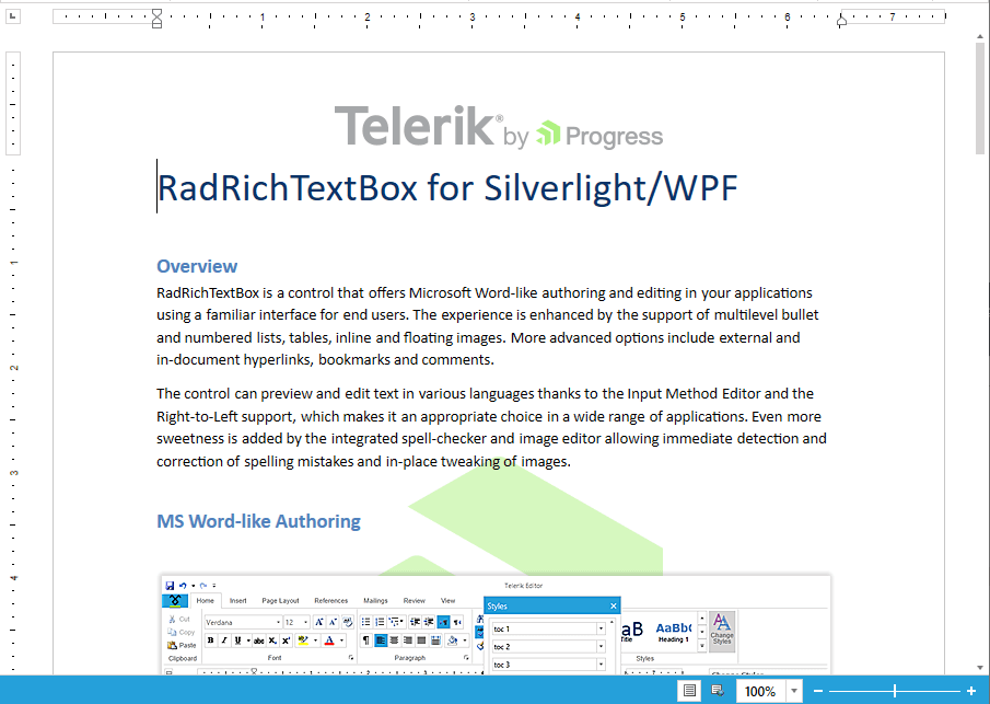 RadRichTextBox in Paged Layout Mode