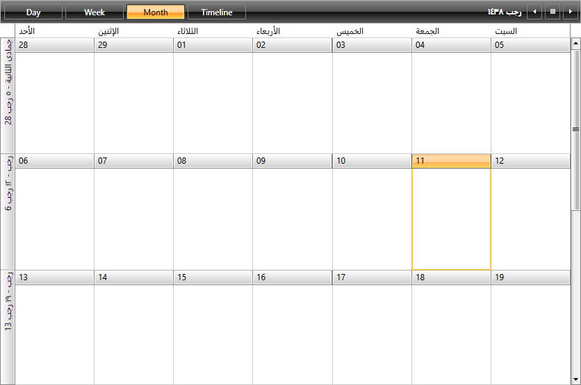 RadScheduleView with Hijri calendar