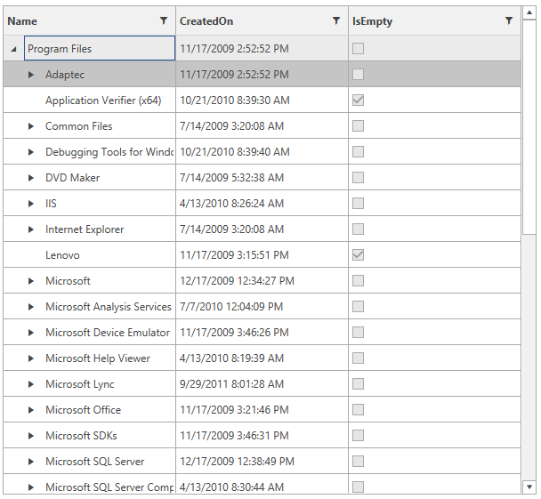 WPF RadTreeListView Overview