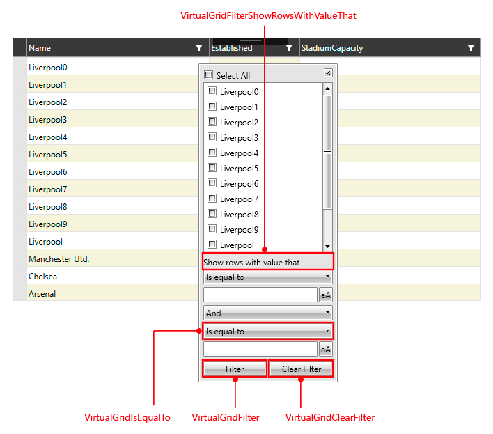 RadVirtualGrid Localization