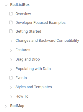 Typical control documentation structure