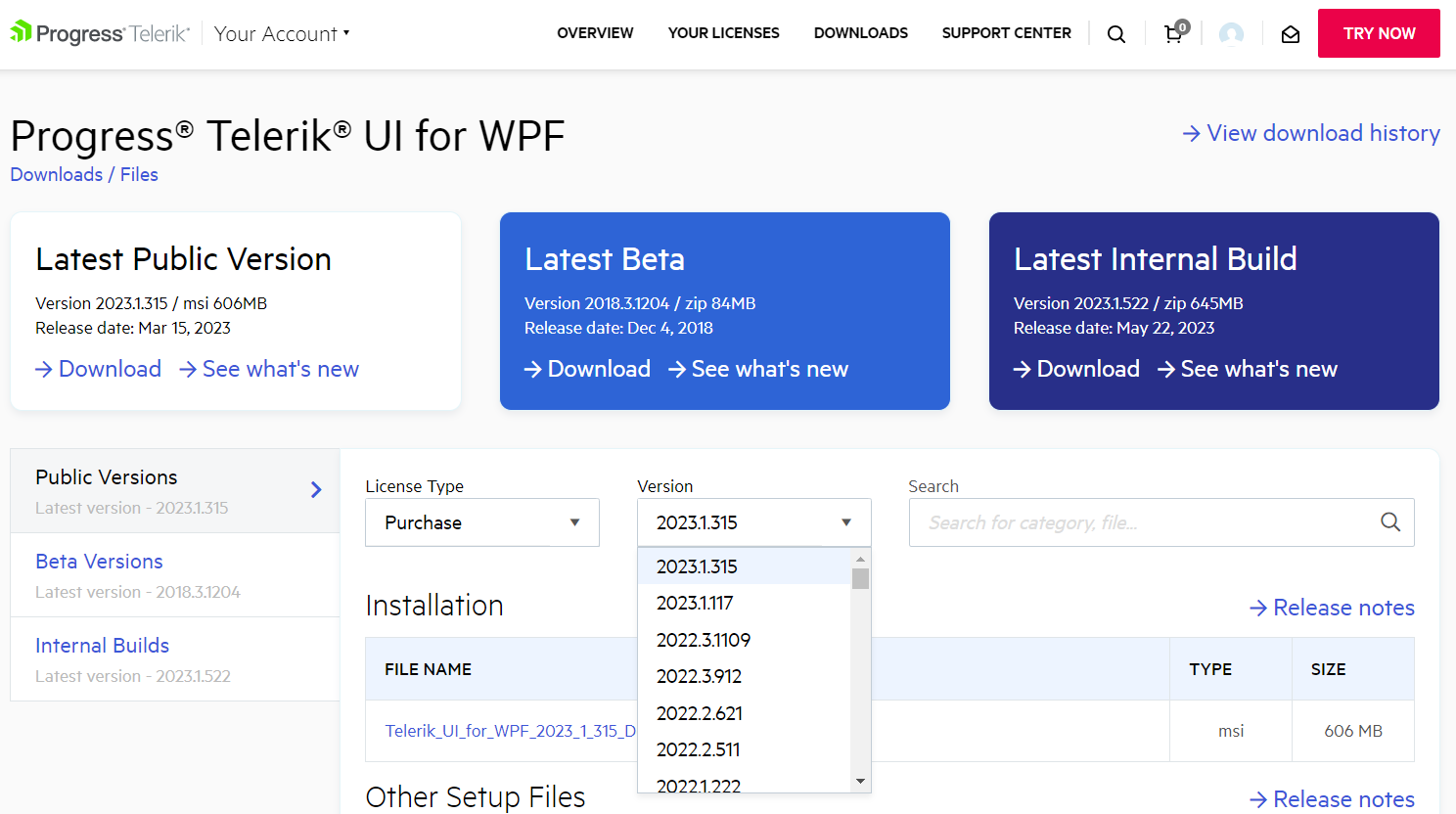 WPF Progress Site Telerik UI for WPF Available Versions