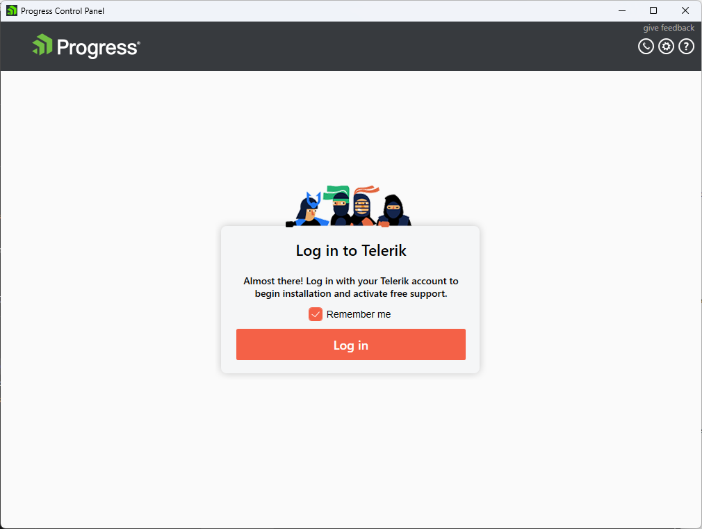 The Progress Control Panel Login Screen