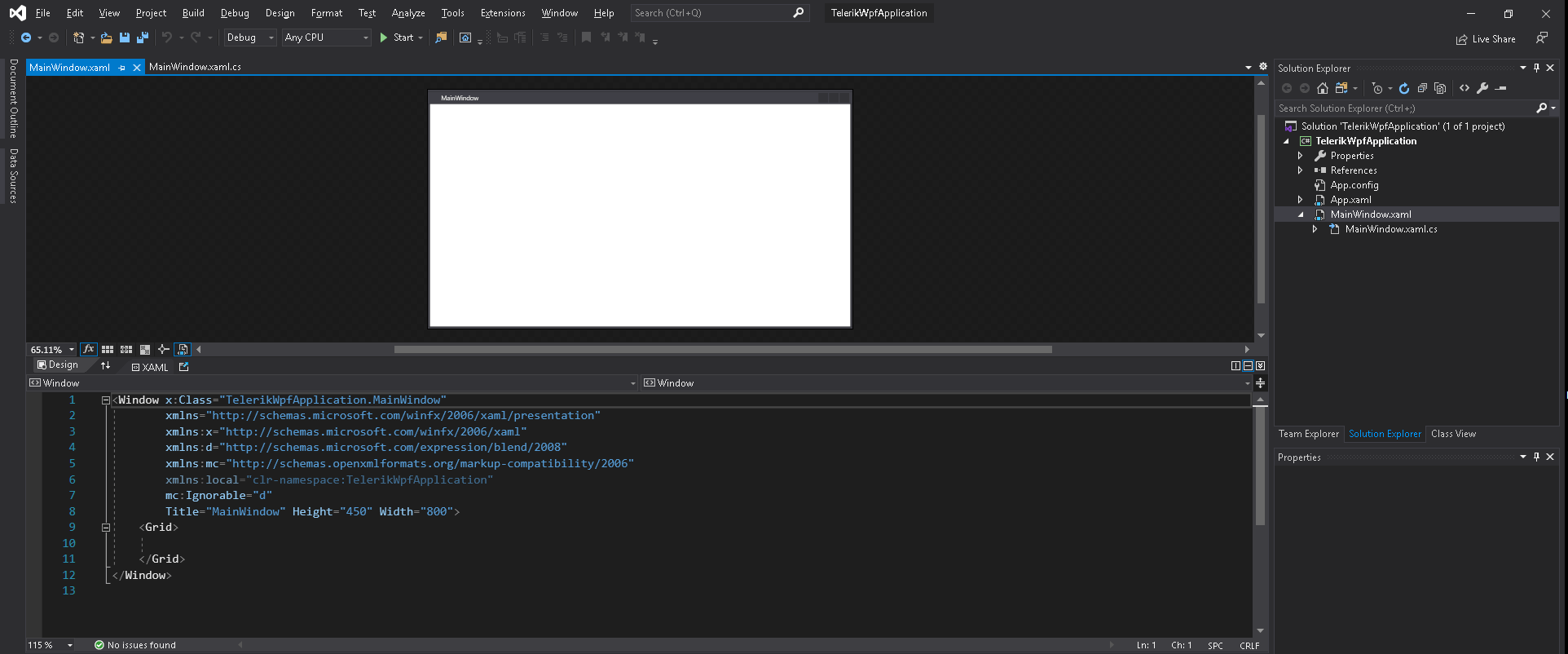 WPF Empty Project Visual Studio
