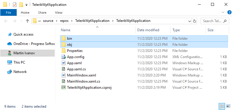 WPF Delete bin and obj Folders