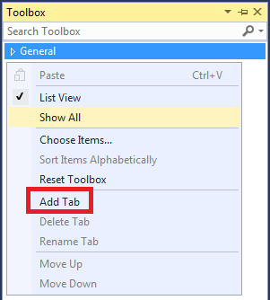 Adding UI for WPF to Visual Studio Toolbox - Telerik UI for WPF