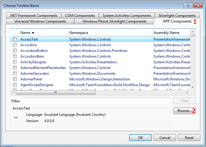 Common Installing Adding ToVS 2015 Tool Box 040 WPF