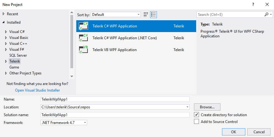 VSExtentions WPF Overview Project Templates
