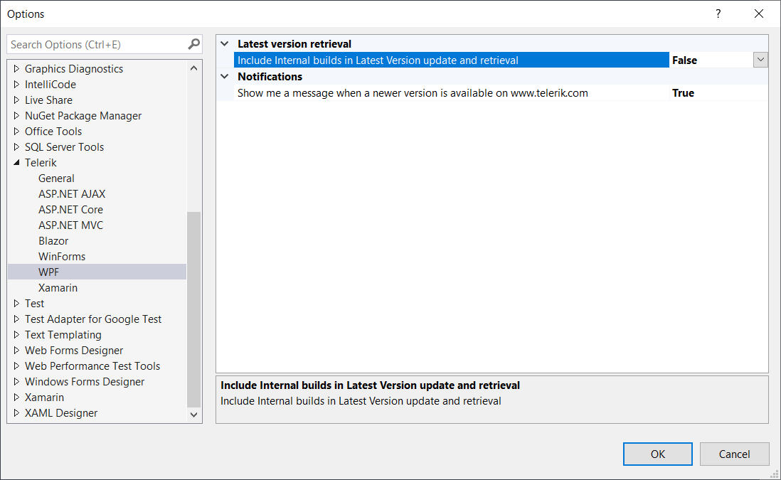 VSExtensions Options Dialog Product Specific