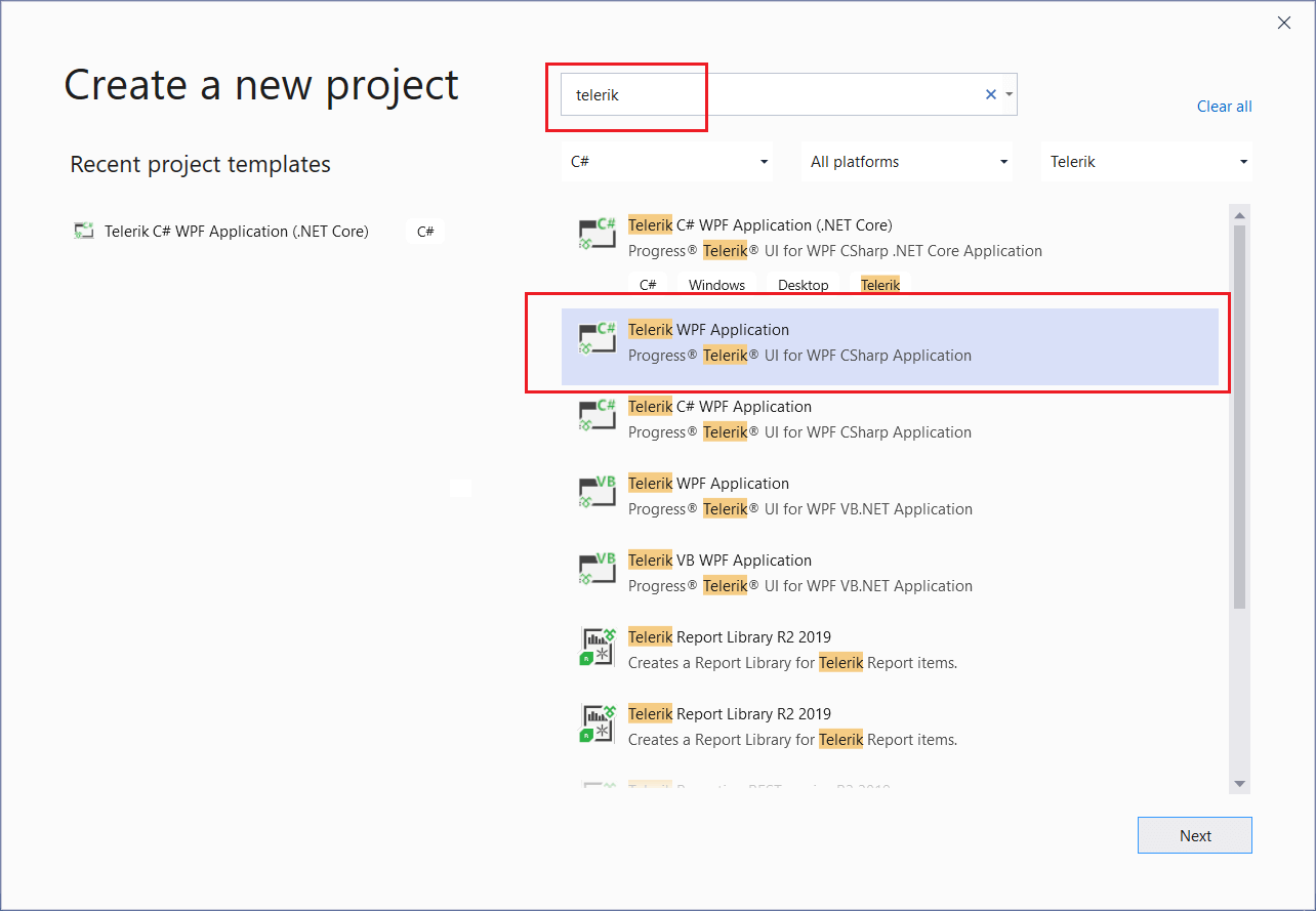 WPF Visual Studio New Project Wizard