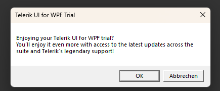 UI for WPF Trial Version Message