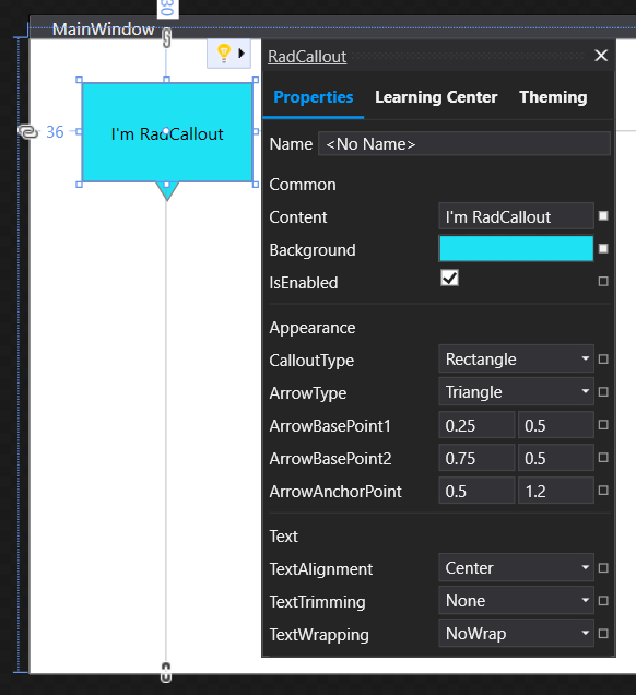 WPF Suggested actions menu displayed on RadCallout control