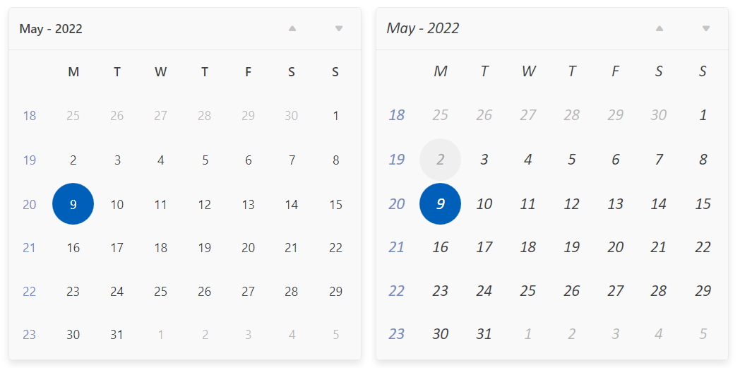 RadCalendar with modified FontSize and FontFamily