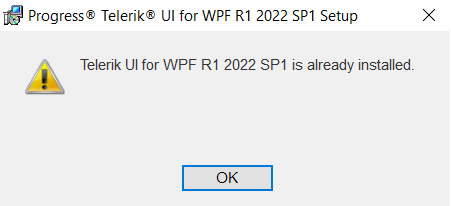 Common Installing Already Installed WPF