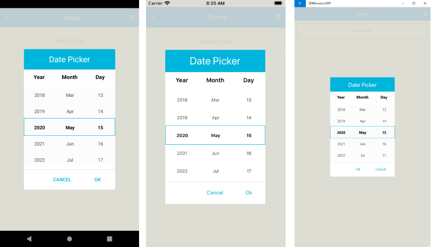 Xamarin Date Picker Documentation Styling Telerik UI For Xamarin