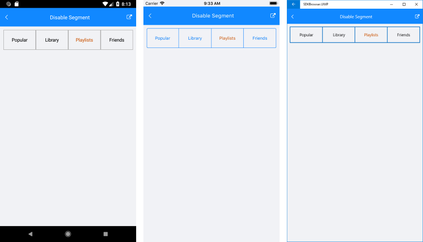 SegmentedControl disable segment example