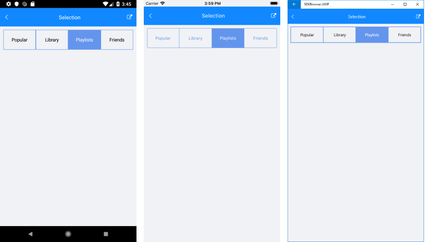 SegmentedControl selection example