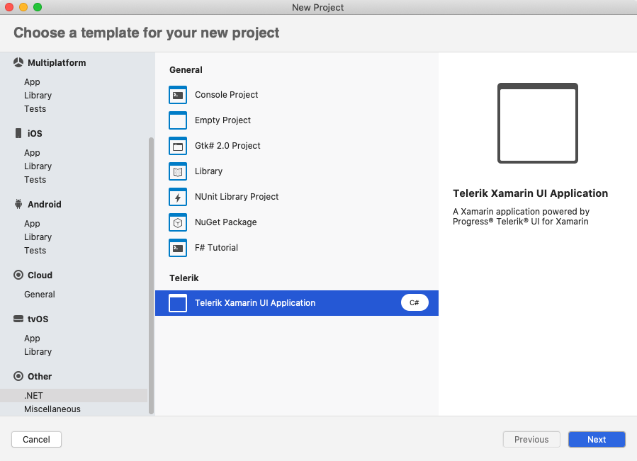 Xamarin Studio Create new project