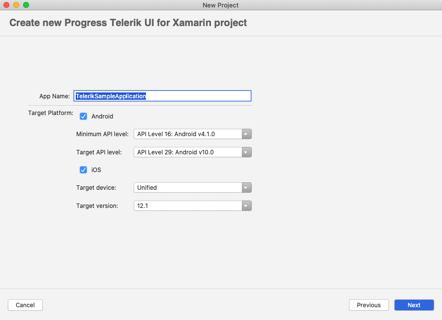 Xamarin Studio Create new project