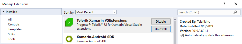 download telerik visual studio extensions