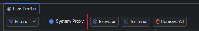 Use the "Browser" button to capture traffic from independent browser instance