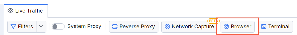 Use the "Browser" button to capture traffic from independent browser instance