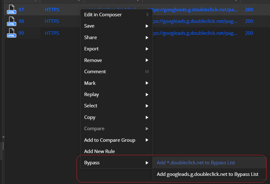 Add domain or specific URL to the bypass list