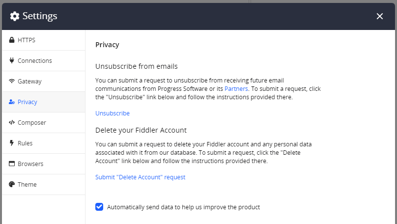 default Privacy settings