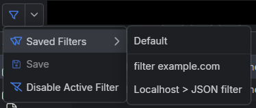 Filters menu