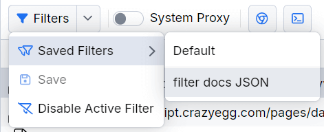 Filters menu