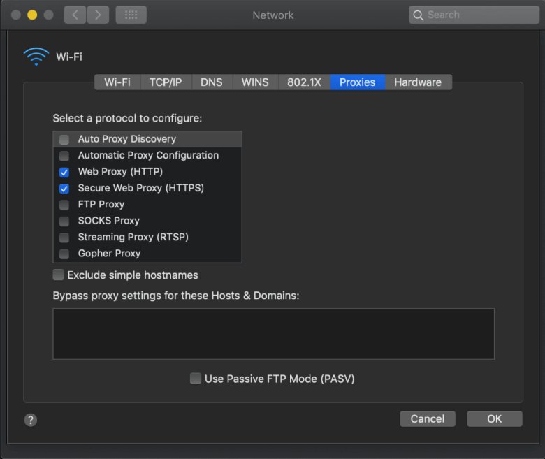 mac proxy settings with proxy