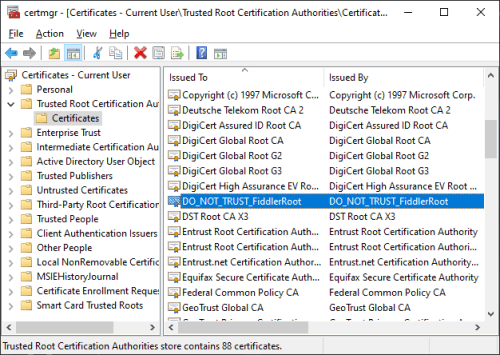 Certificates - Current User