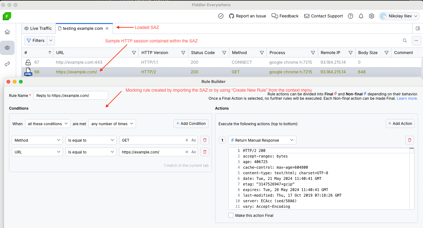 Creating FARX rule from SAZ archive