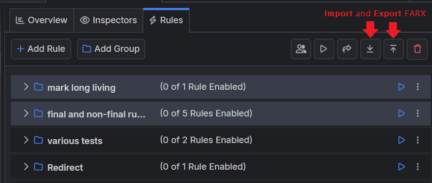 FARX import and export options