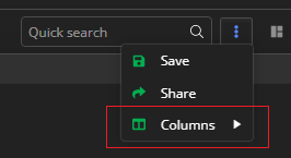 Manage columns from the Fiddler's UI