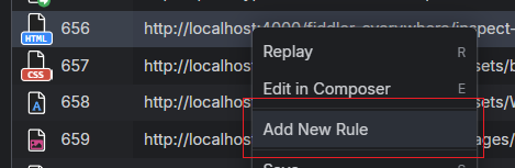 Add new ruel through selecting a session and using the context menu
