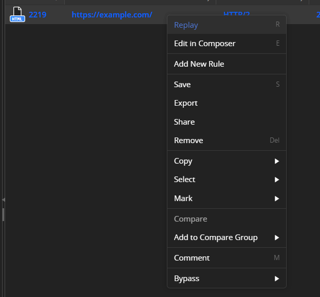 Live Traffic context menu