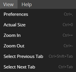 View menu on Windows
