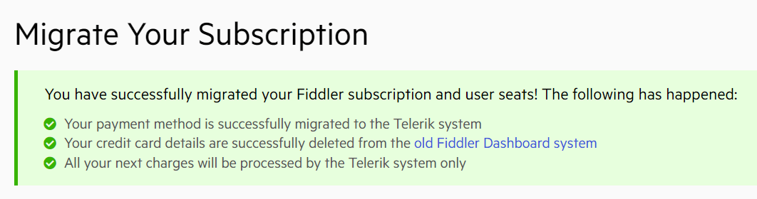 Migrate subscription link on Telerik