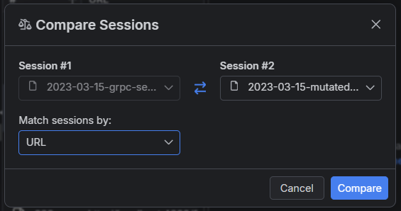 Choose sessions for comparision