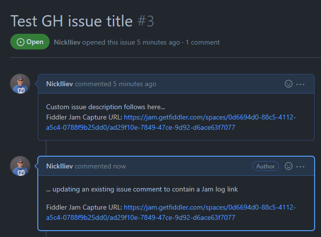 An updated GitHub issue result