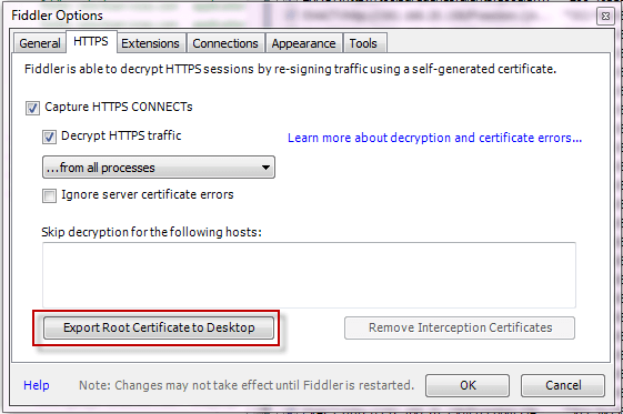 Export Root Certificate to Desktop