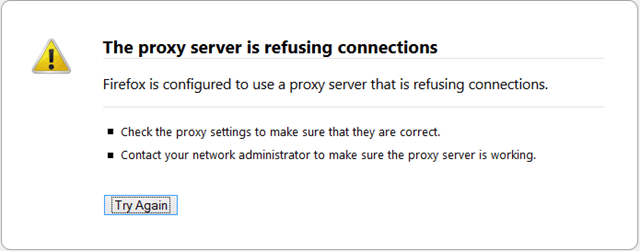 Firefox Proxy Error