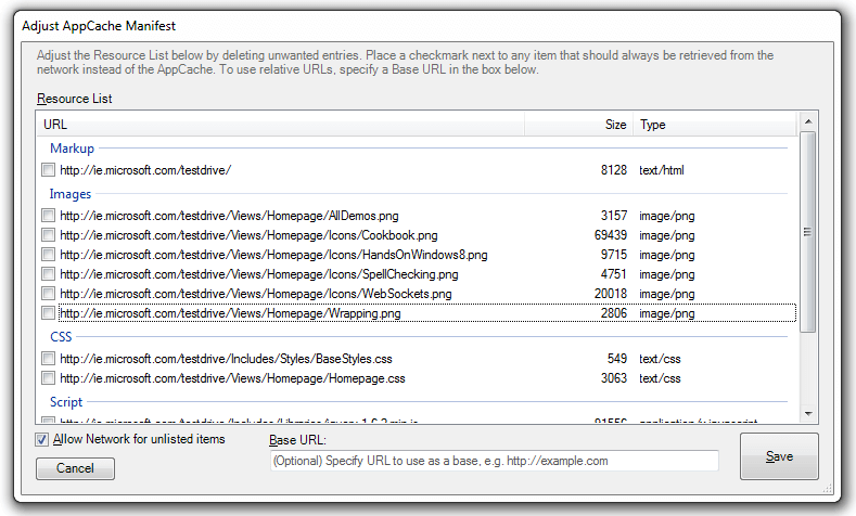 Adjust AppCache Manifest