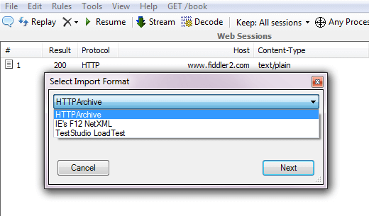 Select Import Format