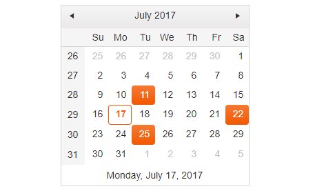 Kendo UI for jQuery Calendar with Multiple Dates Selected