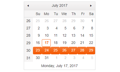 Kendo UI for jQuery Calendar with Week Selection